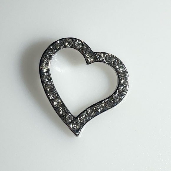 Silvertone Rhinestone Heart Pendant - Picture 8 of 15